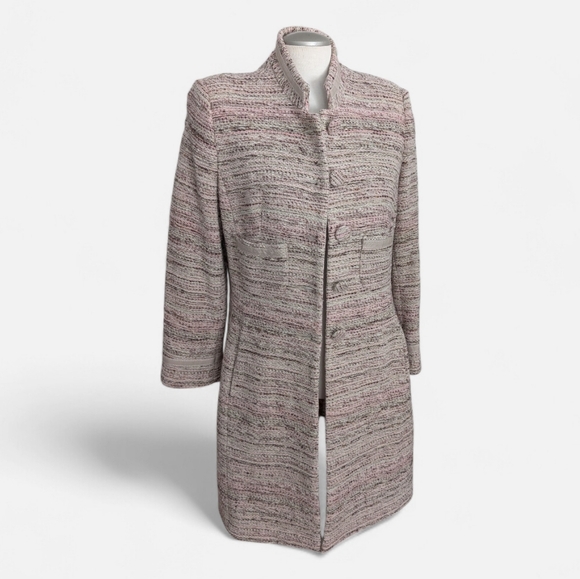 Holt Renfrew Women's Wool Long Coat Size 12 Tweed Lined Classic Winter Coat - Picture 2 of 16